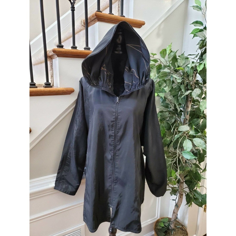 Bag It Women's Black Polyester Long Sleeve Full Zip Front Casual Jacket Size L